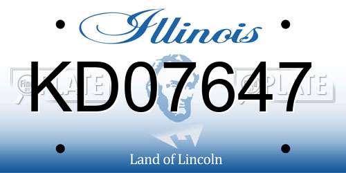 KD07647 Illinois License Plate
