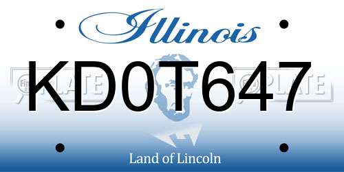 KD0T647 Illinois License Plate