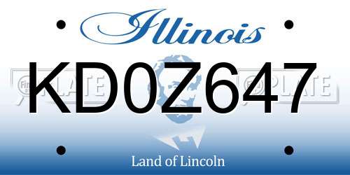 KD0Z647 Illinois License Plate