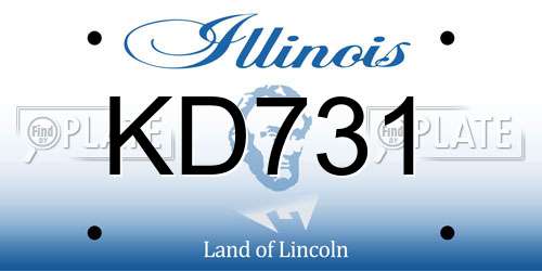KD731 Illinois License Plate