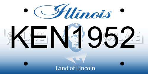 KEN1952 Illinois License Plate