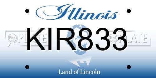 KIR833 Illinois License Plate