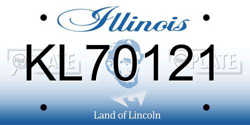 KL70121 Illinois License Plate