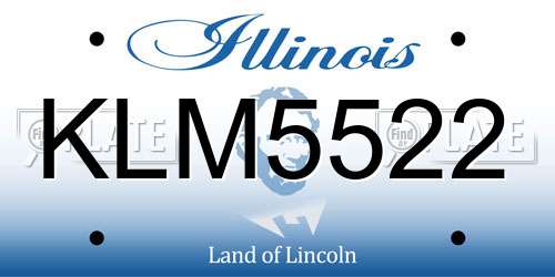 KLM5522 Illinois License Plate