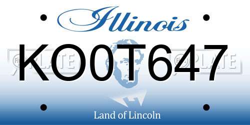 KO0T647 Illinois License Plate