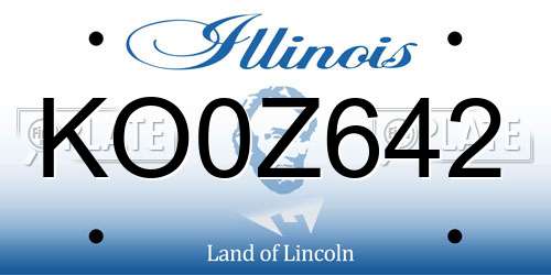 KO0Z642 Illinois License Plate