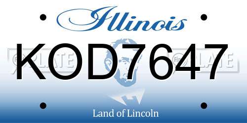KOD7647 Illinois License Plate