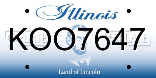 KOO7647 Illinois License Plate