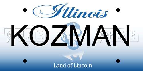 KOZMAN Illinois License Plate