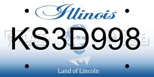 KS3D998 Illinois License Plate