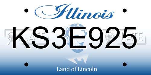 KS3E925 Illinois License Plate