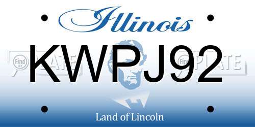 KWPJ92 Illinois License Plate