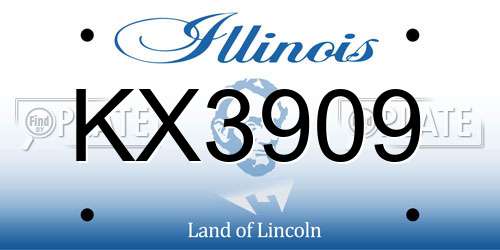 KX3909 Illinois License Plate