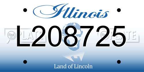L208725 Illinois License Plate