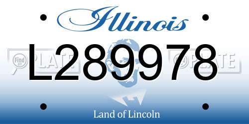 L289978 Illinois License Plate