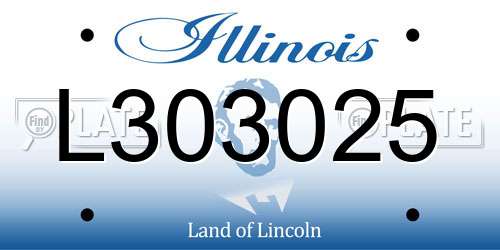 L303025 Illinois License Plate