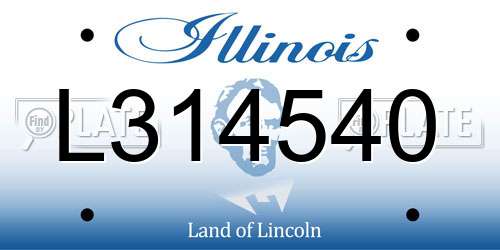 L314540 Illinois License Plate