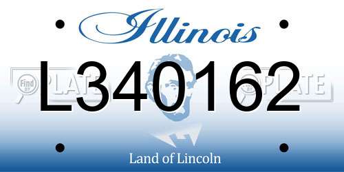L340162 Illinois License Plate
