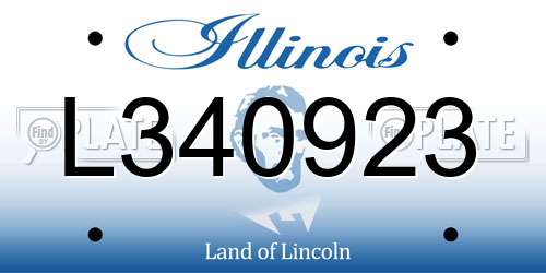L340923 Illinois License Plate