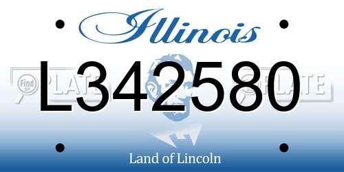 L342580 Illinois License Plate