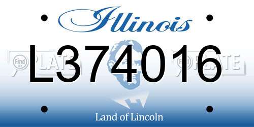 L374016 Illinois License Plate