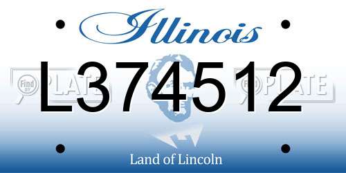 L374512 Illinois License Plate