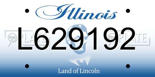 L629192 Illinois License Plate
