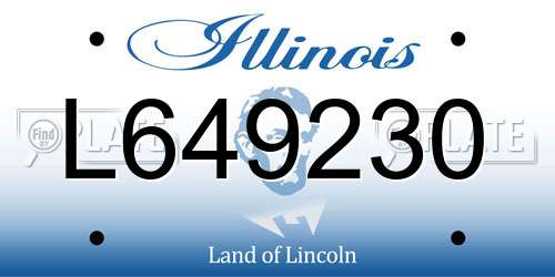 L649230 Illinois License Plate