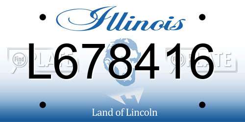 L678416 Illinois License Plate