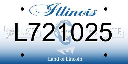 L721025 Illinois License Plate