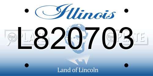 L820703 Illinois License Plate