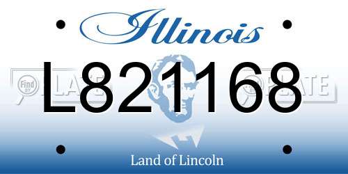 L821168 Illinois License Plate
