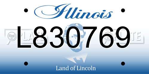 L830769 Illinois License Plate