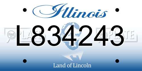 L834243 Illinois License Plate