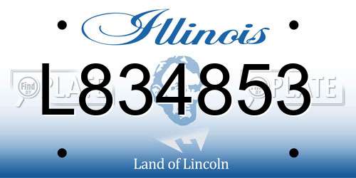 L834853 Illinois License Plate