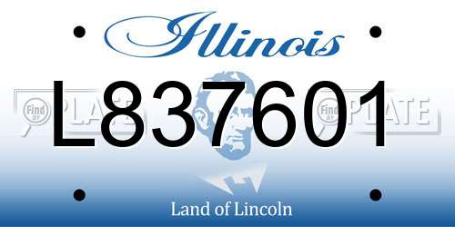 L837601 Illinois License Plate