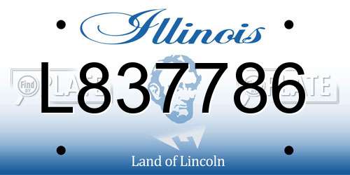L837786 Illinois License Plate