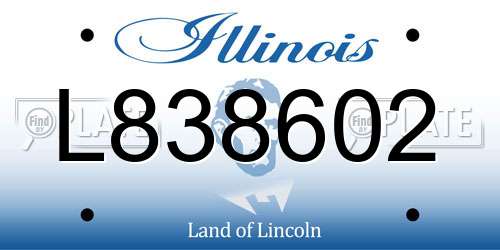 L838602 Illinois License Plate