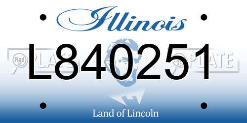 L840251 Illinois License Plate