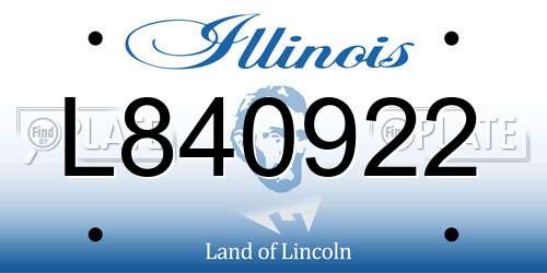 L840922 Illinois License Plate