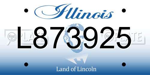 L873925 Illinois License Plate