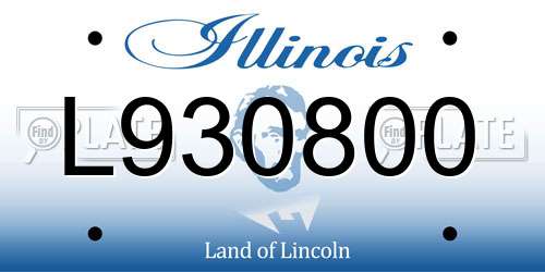 L930800 Illinois License Plate