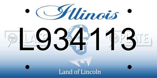 L934113 Illinois License Plate