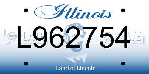 L962754 Illinois License Plate