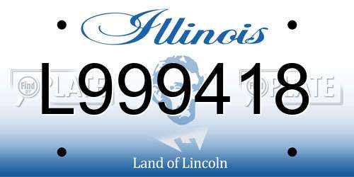 L999418 Illinois License Plate