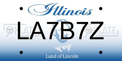 LA7B7Z Illinois License Plate