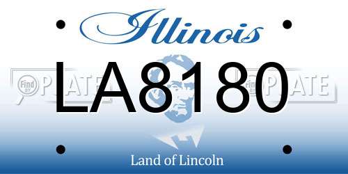 LA8180 Illinois License Plate