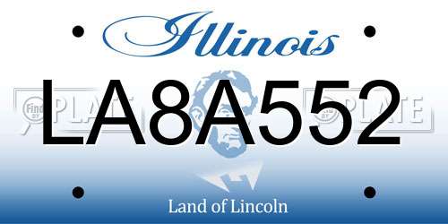 LA8A552 Illinois License Plate