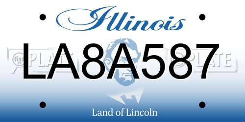 LA8A587 Illinois License Plate