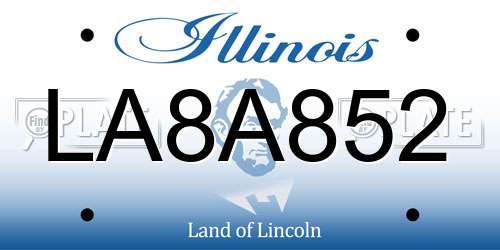 LA8A852 Illinois License Plate